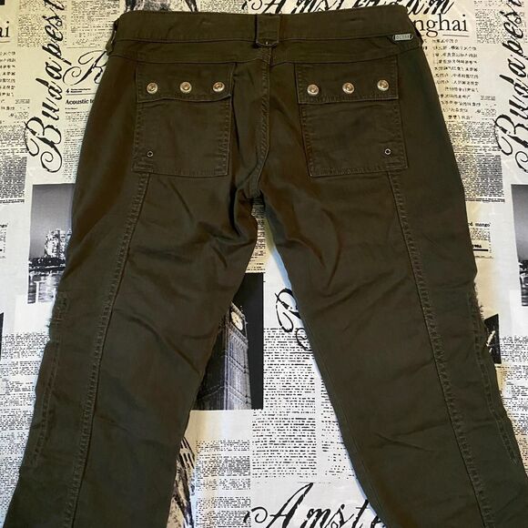 Guess olive green zipper cargo pants low rise straight leg y2k vintage skater - Picture 2 of 4